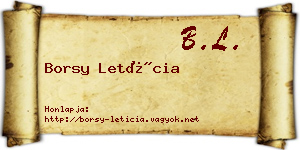Borsy Letícia névjegykártya